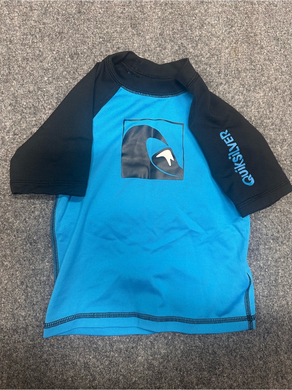 Quiksilver Blue and Black Kids' Short Sleeve Rashguard